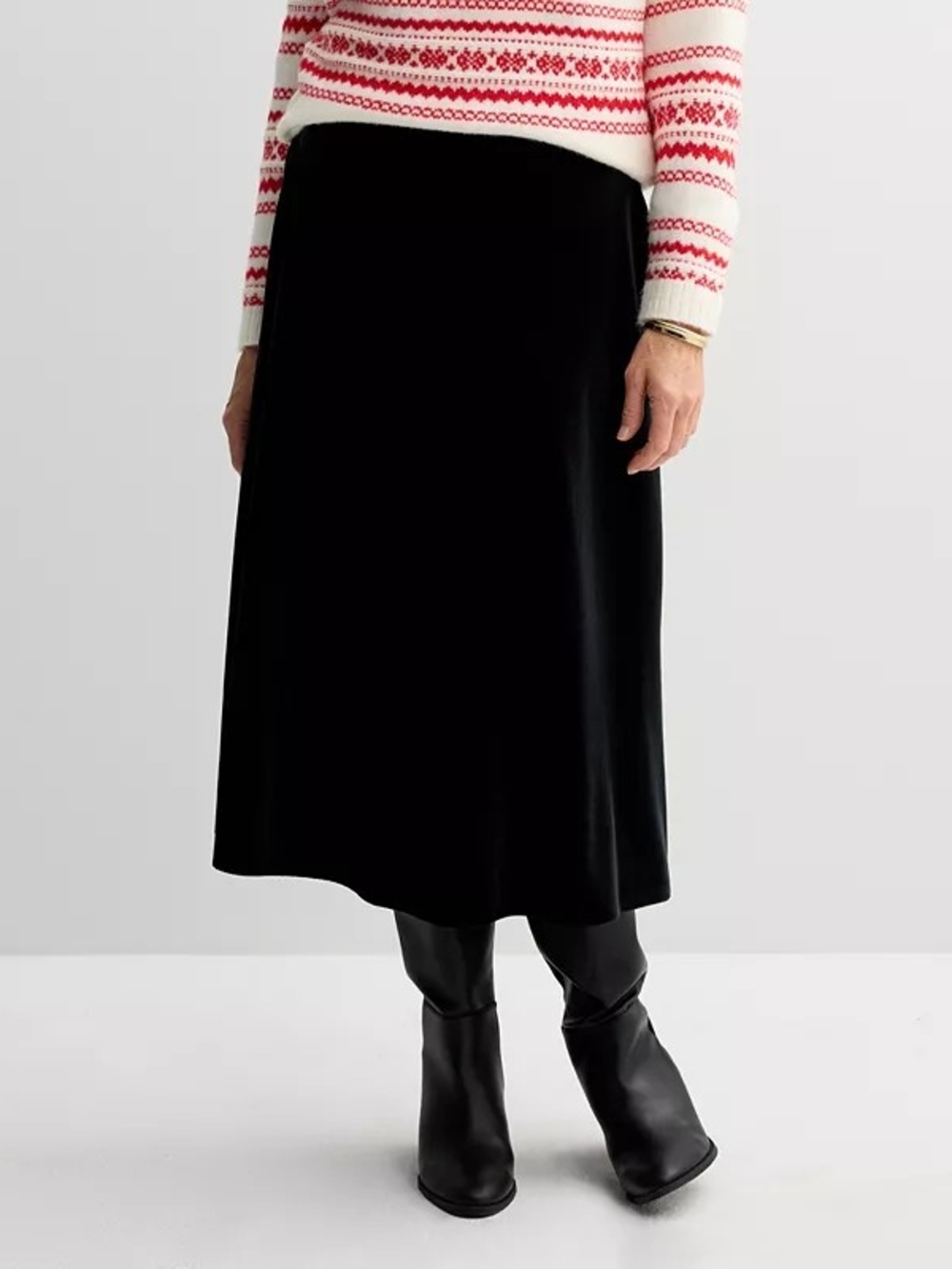 [✨️BOGO✨️] EUC Croft & Barrow Black Velet Midiskirt- Size 1XL